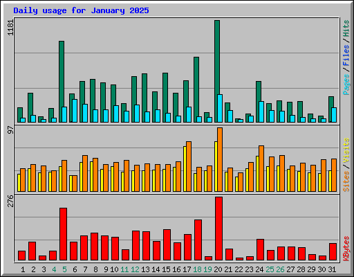 Daily usage for January 2025